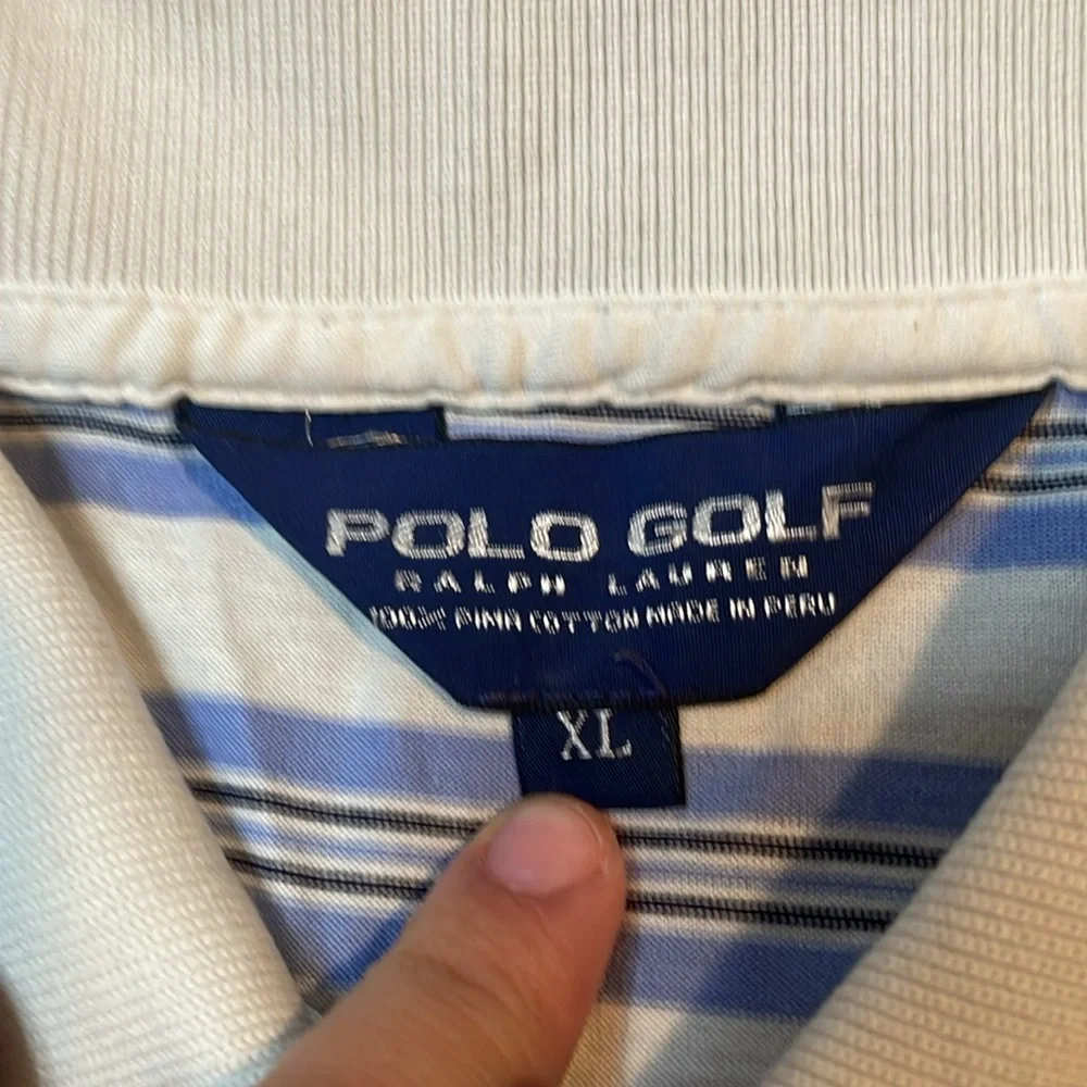 Polo Ralph Lauren Golf‎ Men’s Short Sleeve Light Blue White Stripe Short Sleeve